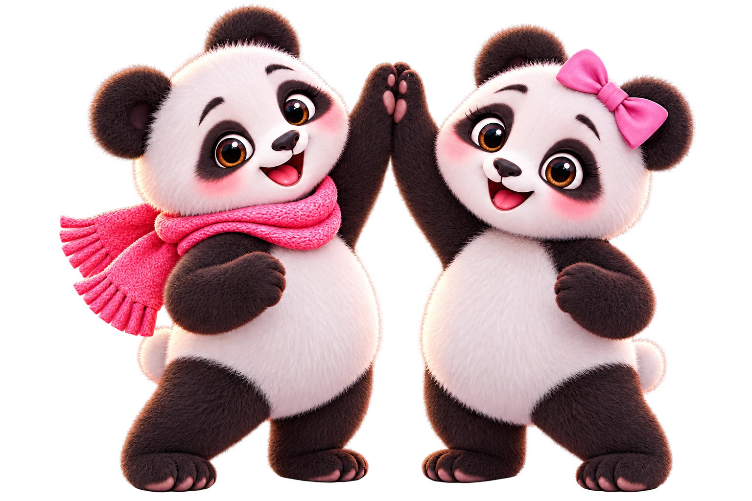 Harmony-Panda-Paar beim High-Five
